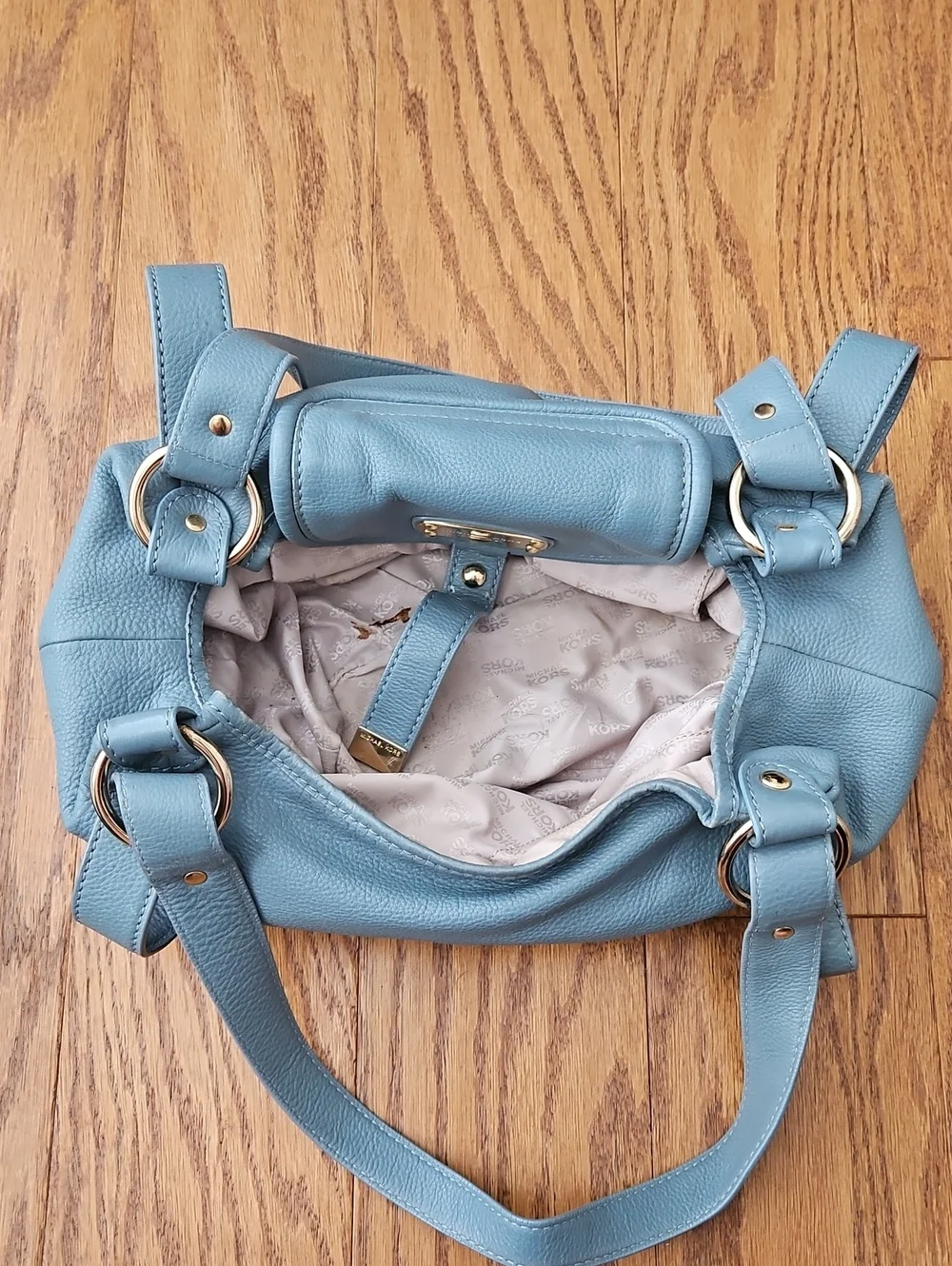 Michael Kors Brimfield Blue Pebbled Leather Tote Shoulder Bag